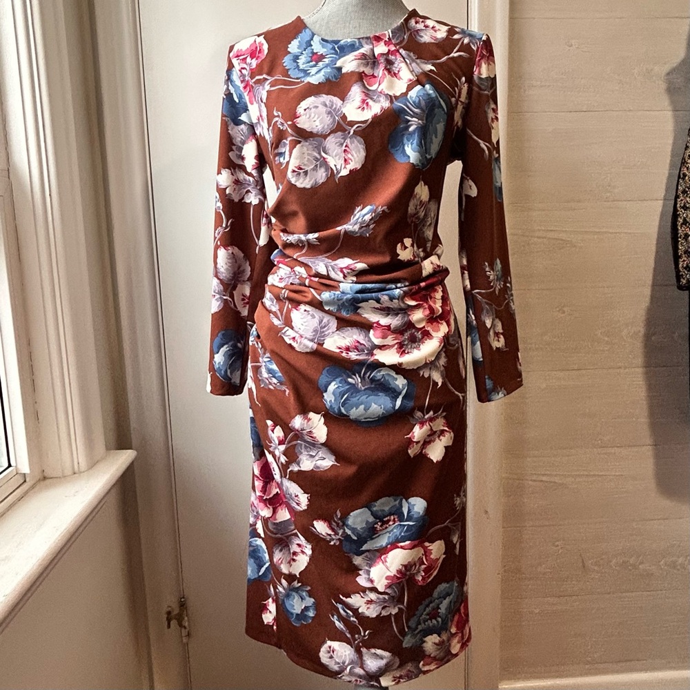 Nwt Rina Scimento Botanical Dress Brown